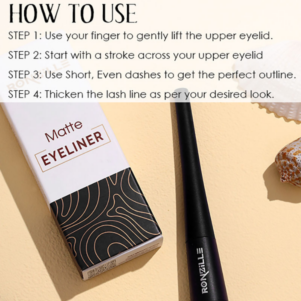 Ronzille Smudgeproof And Waterproof Liquid Matte Eyeliner - Black