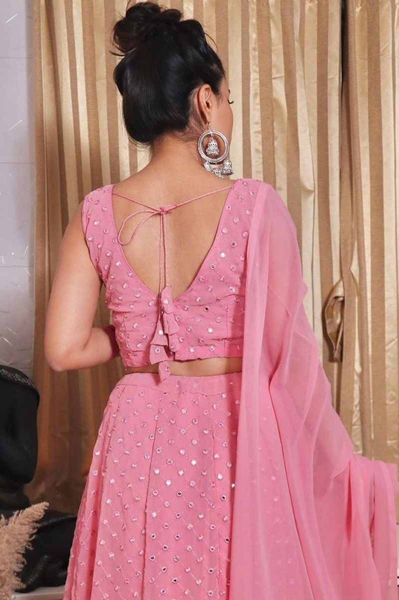 Aastha fashion light - turquoise Foux Georgette lehanga blouse Embroidery Work - Prithvi Mart