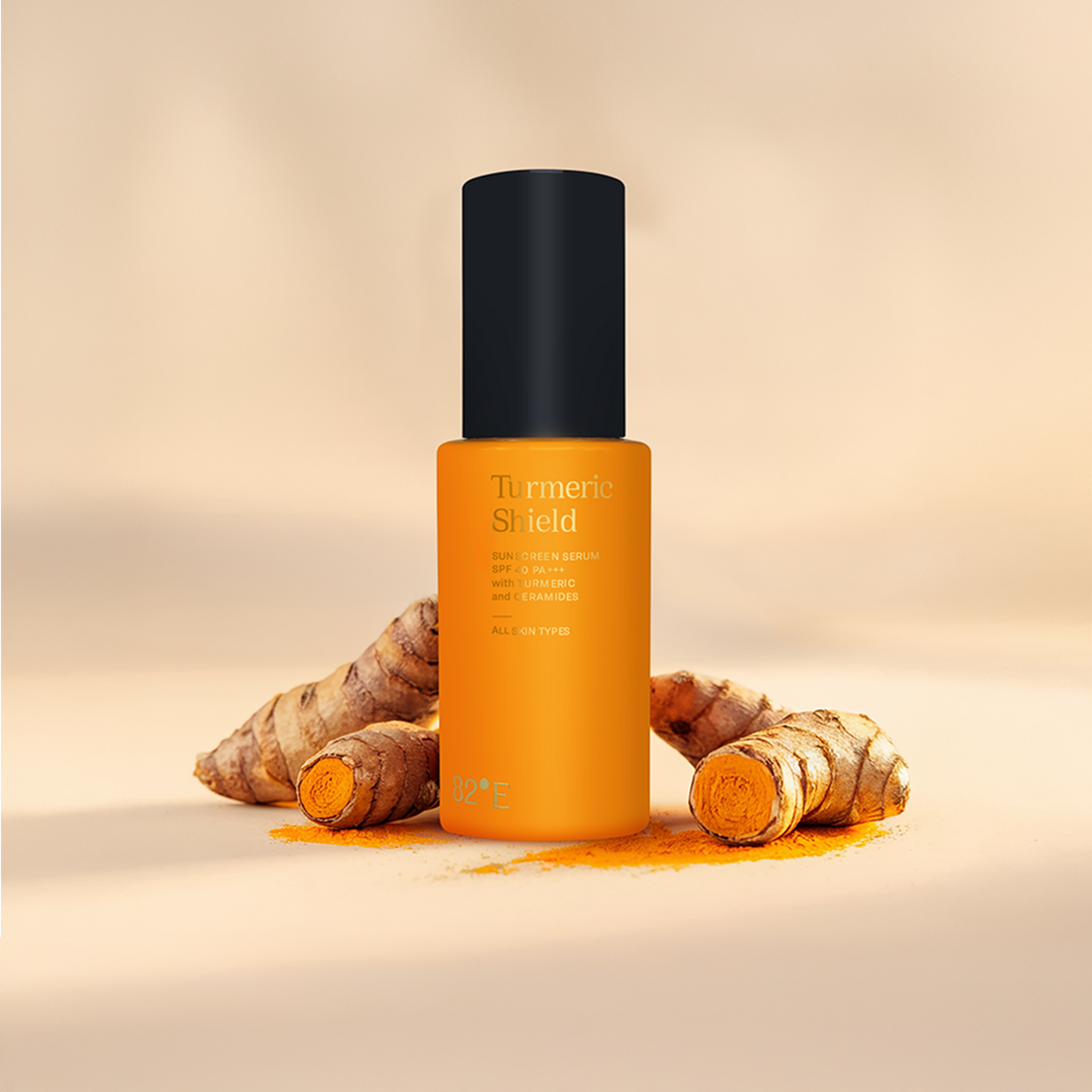 82°E By Deepika Padukone Turmeric Shield SPF 40 PA+++ Soothing Sunscreen Serum With Turmeric and Ceramides