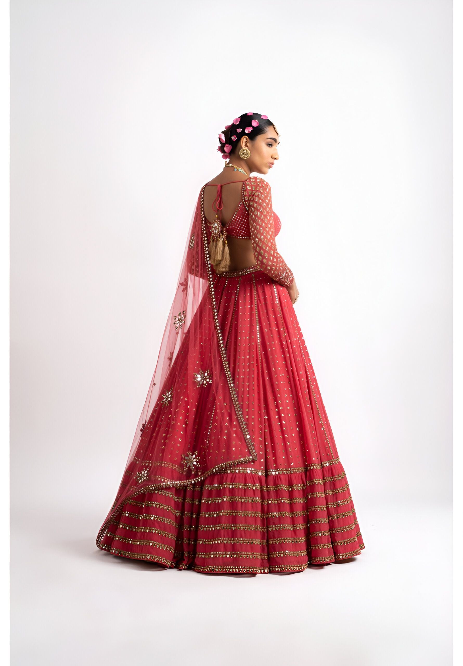 Aastha fashion red Lehenga Choli with faux georgette blouse fabric