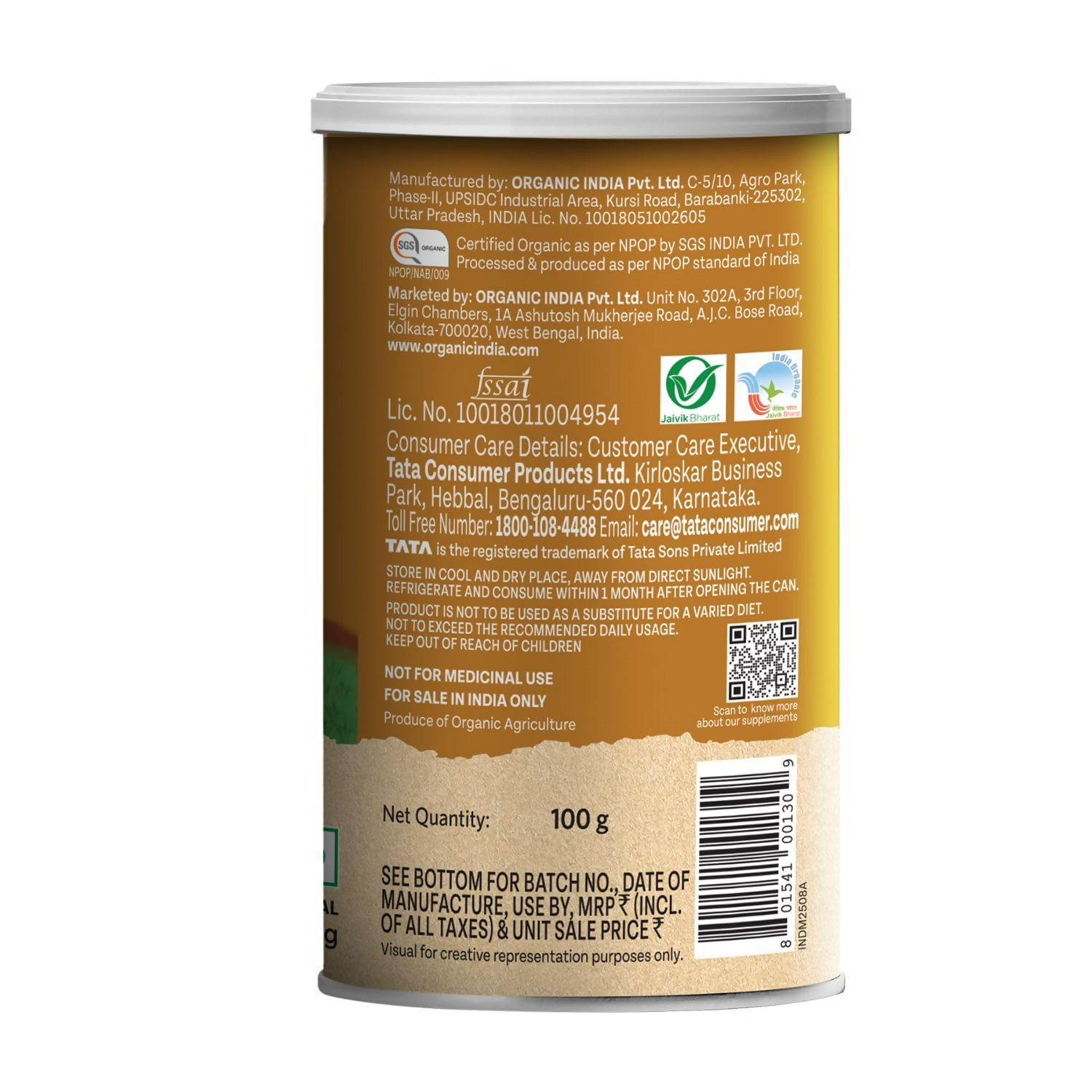 Organic India Sat Isabgol Psyllium Whole Husk Powder