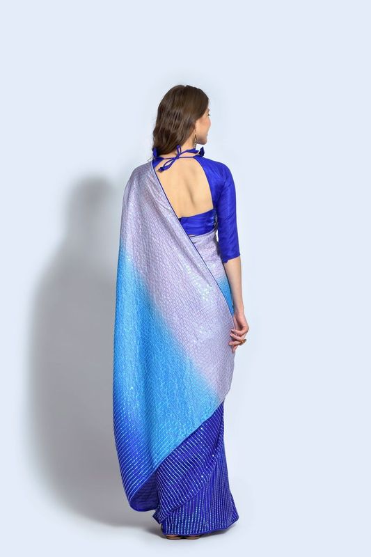 Aastha Multi Vichitra silk Heavy Satin Banglori work Blue color