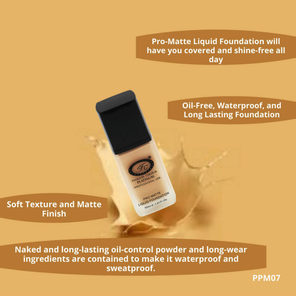 Fashion Colour Pro Matte Liquid Foundation-Vanila (Medium Skin Tone)