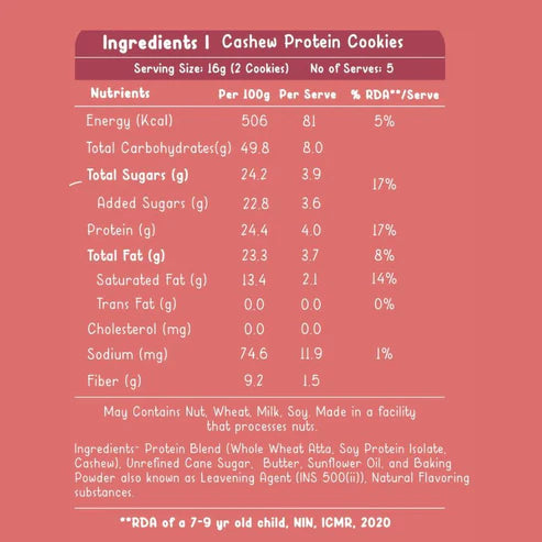 Gladful Cashew Protein Cookies Made with Wholewheat Atta & Butter