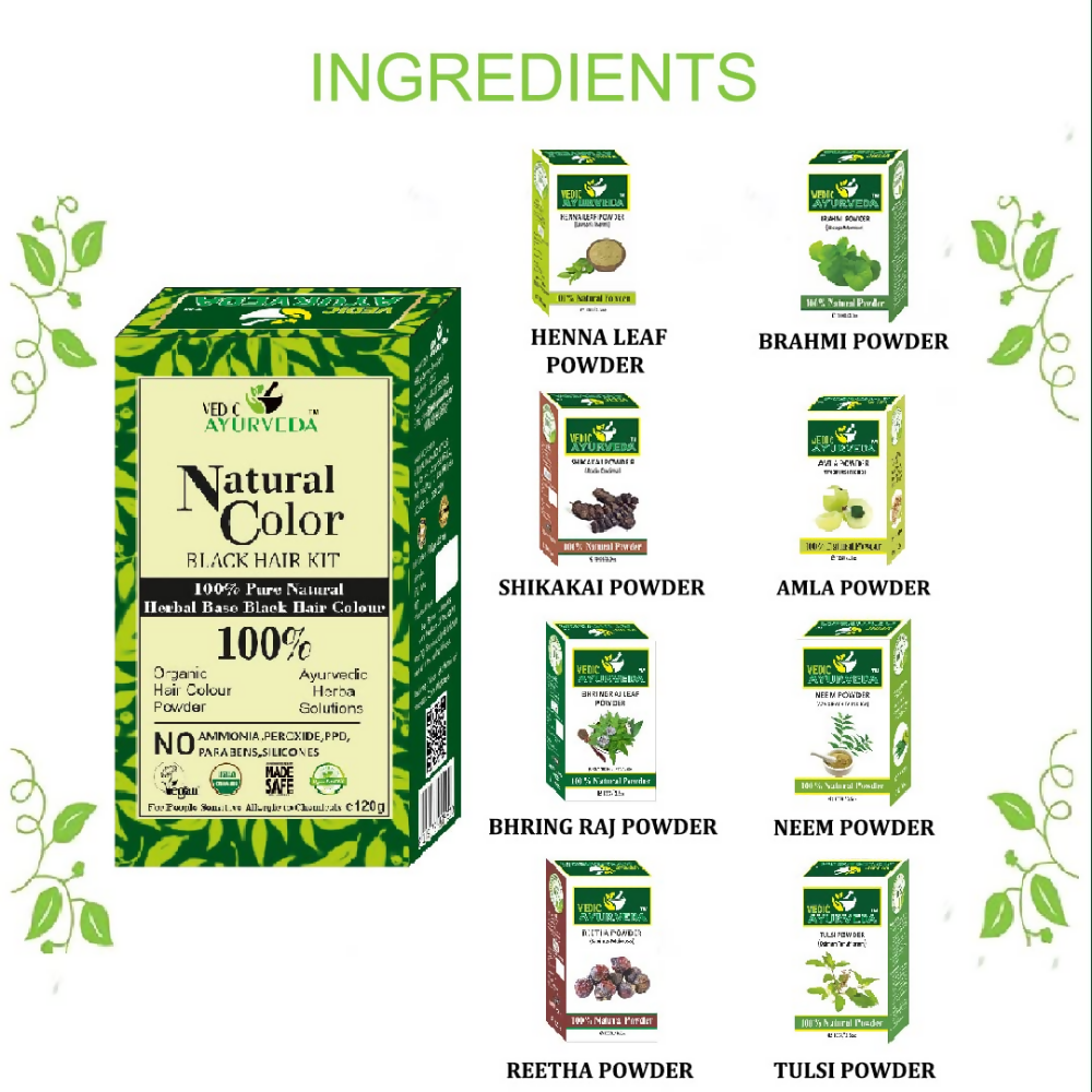 VedicAyurveda Natural Color Black Hair Kit