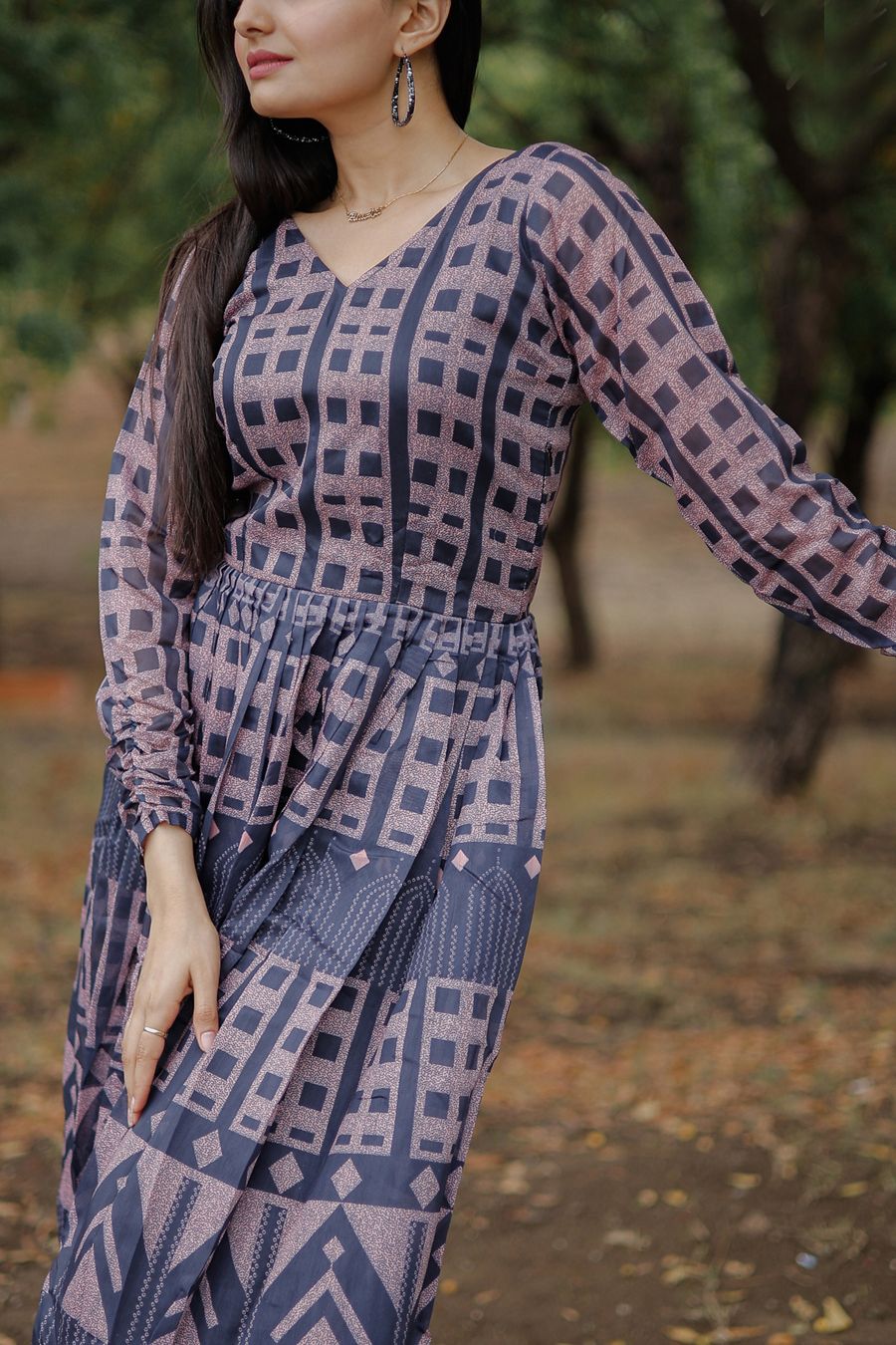 Aastha Multi Pure Chanderi with Gown fabric Heavy Digital Print