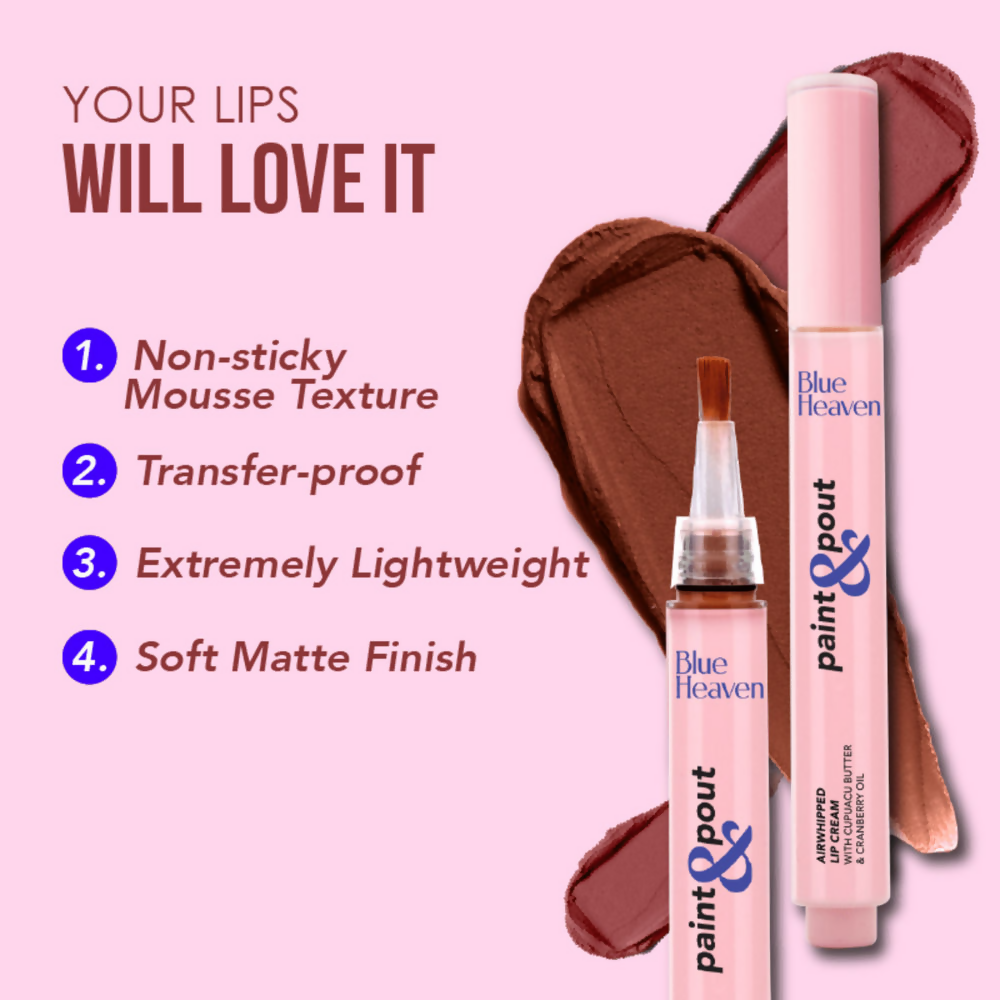 Blue Heaven Paint & Pout Airwhipped Lip Cream - Minty Mocha 10