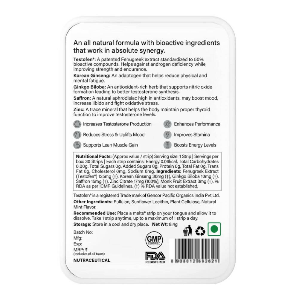 Wellbeing Nutrition Melts Testo Power Oral Strips-mixed fruit
