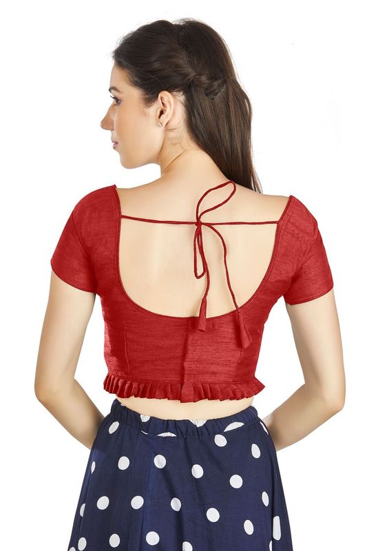 Aastha fashion Red Art Sleek Pleated Neck Blouse Work Princece Blouse