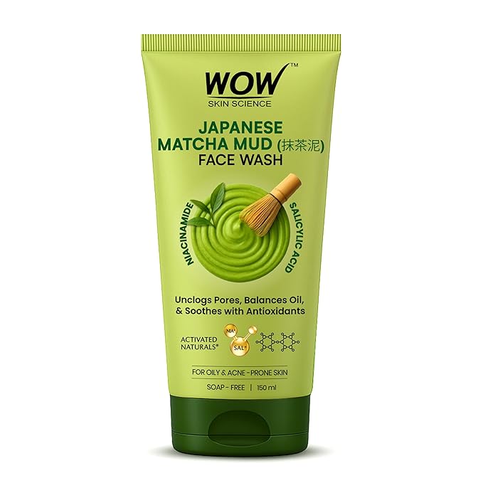 WOW Skin Science Japanese Matcha Mud Face Wash 150 ML for Men & Women