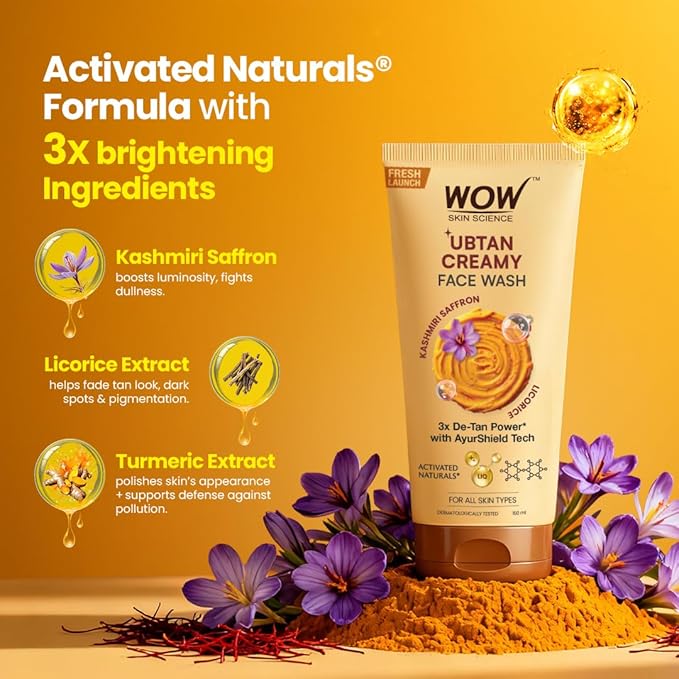 WOW Skin Science Ubtan Creamy Face Wash with Kashmiri Saffron & Liquorice