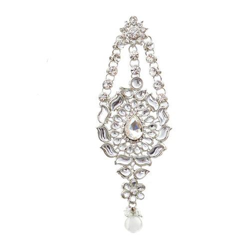 Tehzeeb Creation Platinum Plated Silver Polish Dulhan Bridal Jewelry Set 8 Pcs THZ385