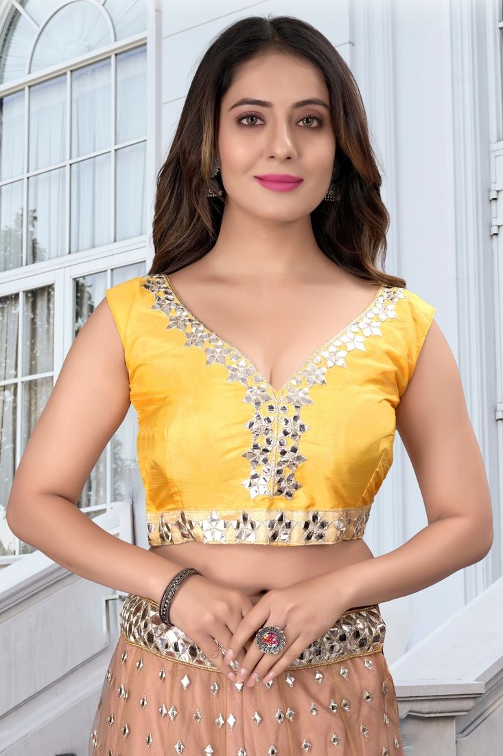 Aastha fashion Multicolor Stain lehanga blouse Embroidered work - Prithvi Mart