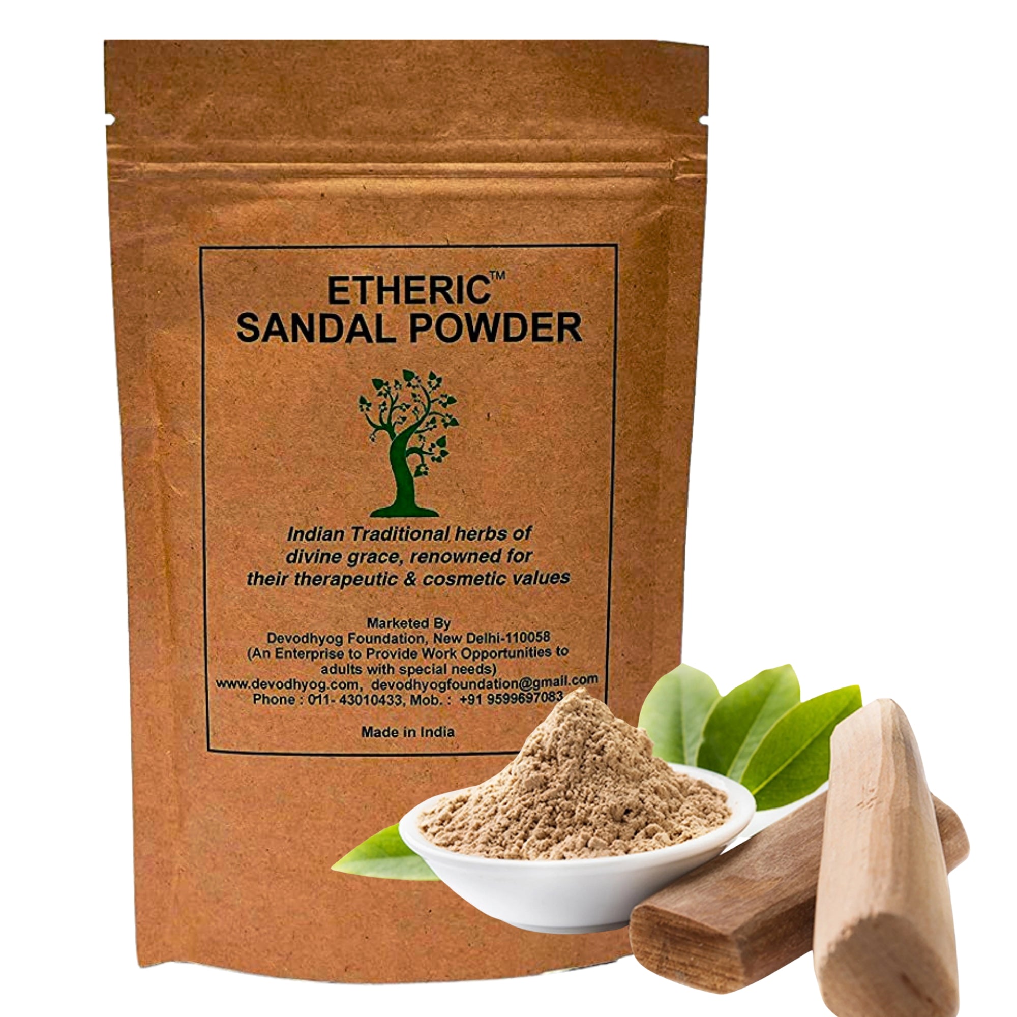 Etheric Sandal Powder for Glowing & Fair Skin, Wrinkle & Blackhead Removal II Face Pack (100 gm)