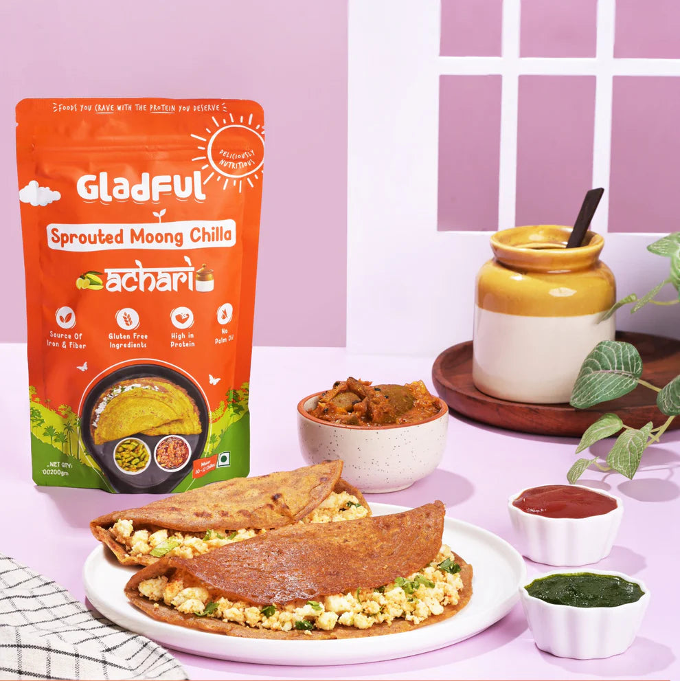 Gladful Achari Chilla with Sprouted Moong Instant Mix