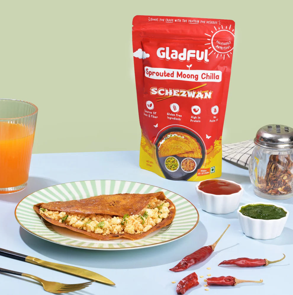 Gladful Schezwan Chilla with Sprouted Moong Instant Mix