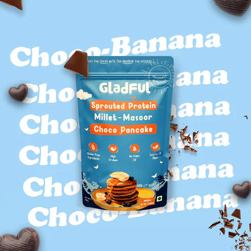 Gladful Choco Banana Pancake Mix with Sprouted Millets & Lobia Masoor Protein