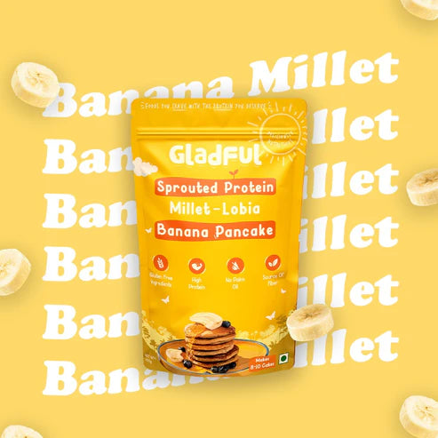 Gladful Banana Millet Pancake Mix with Sprouted Millets & Lobia Masoor Protein