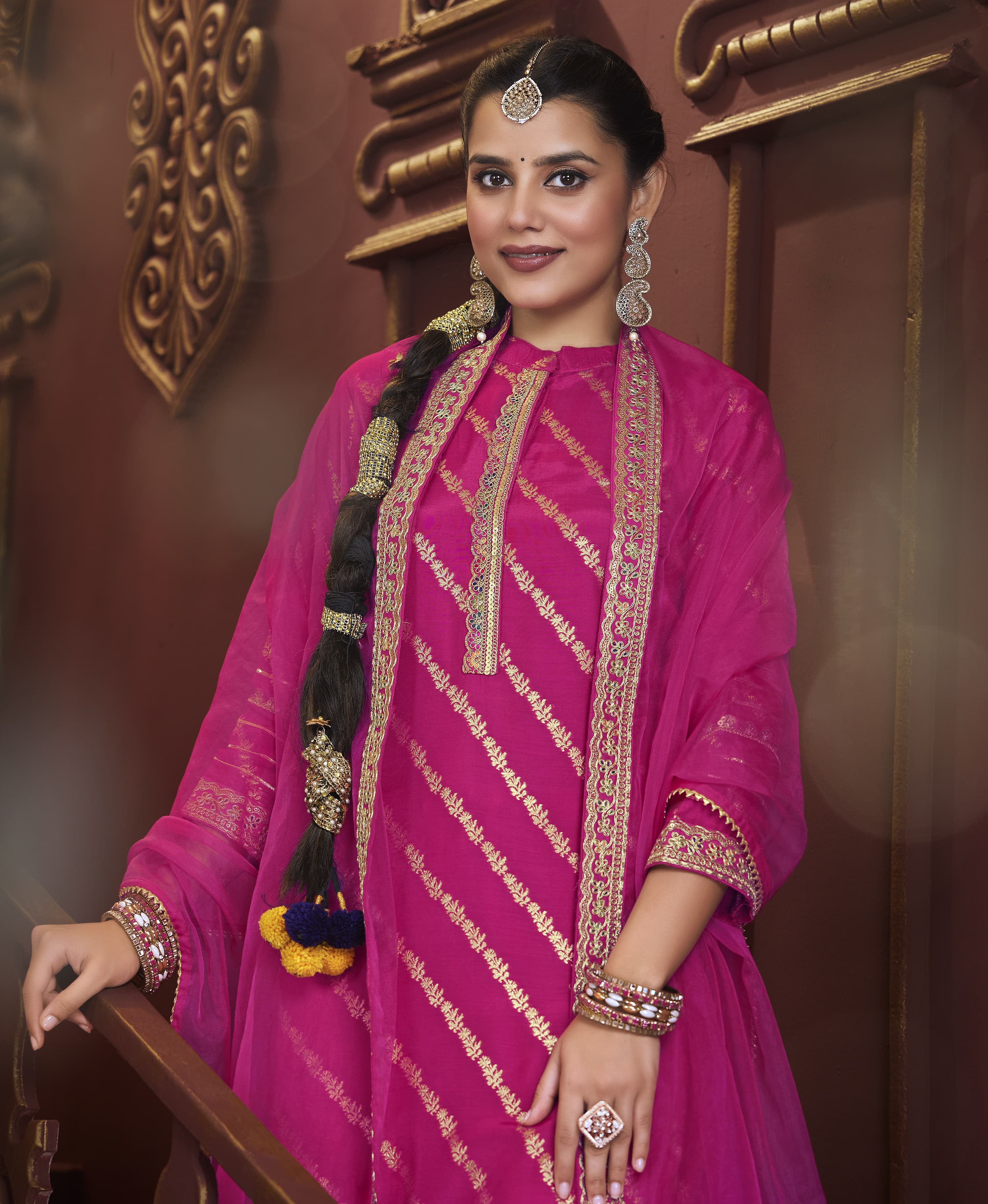 Suvesha Dola Silk Suit Set With Jacquard Beautifully Heavy Lace Work