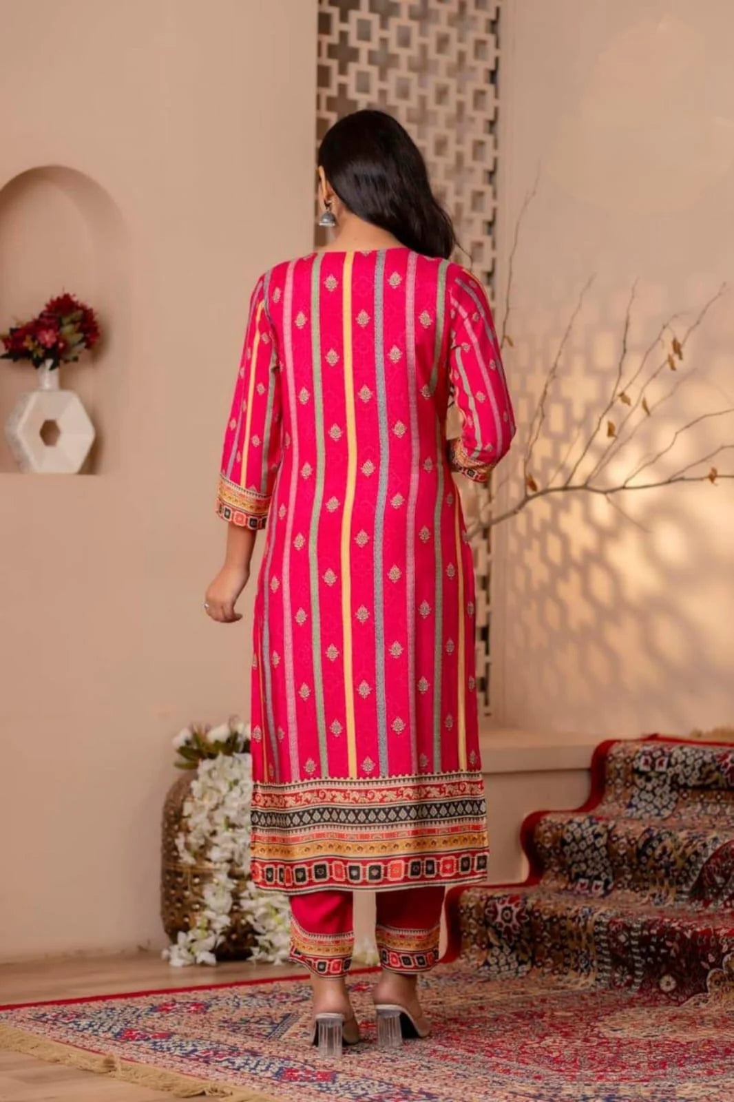 Suvesha Pure Muslin Pakistani Pattern Suit Set With Sequence & Mirror Work