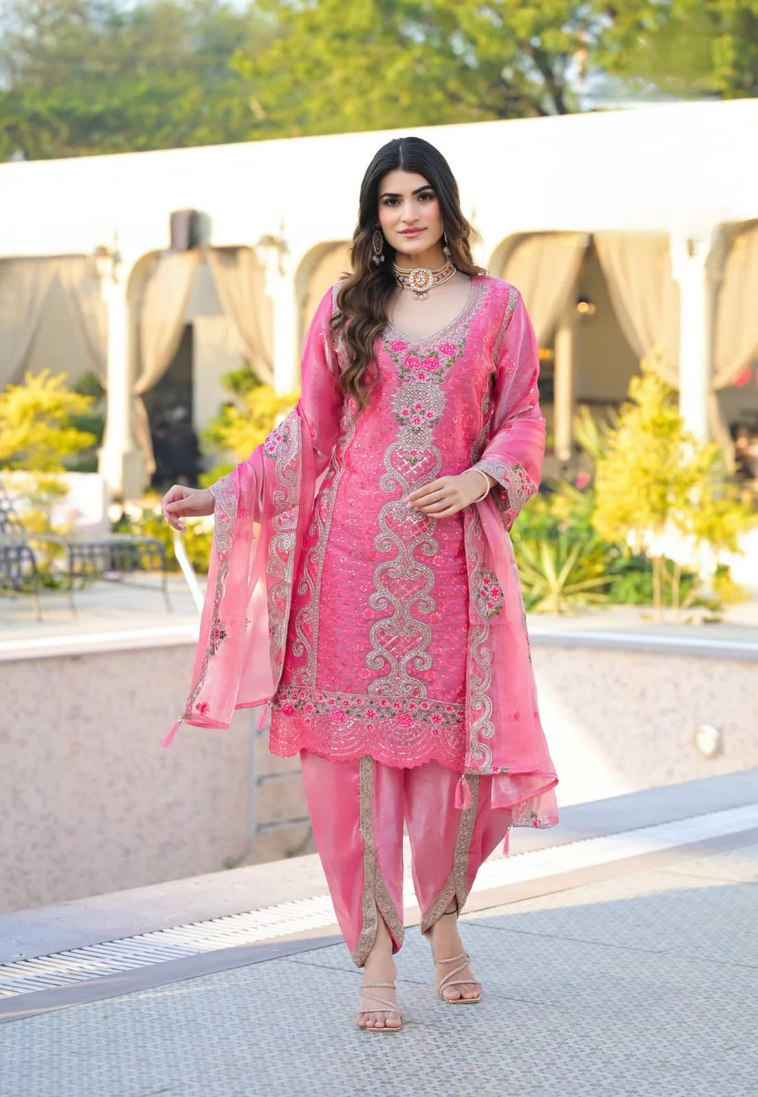 Suvesha Dhoti Suit Set With Heavy Embroidered Work Multi Work