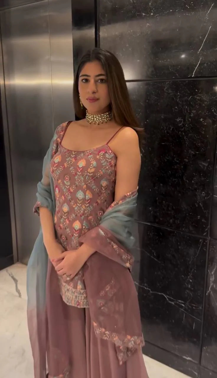 Suvesha -23% Designer Part Wear Sharara Set - Peachy Pink