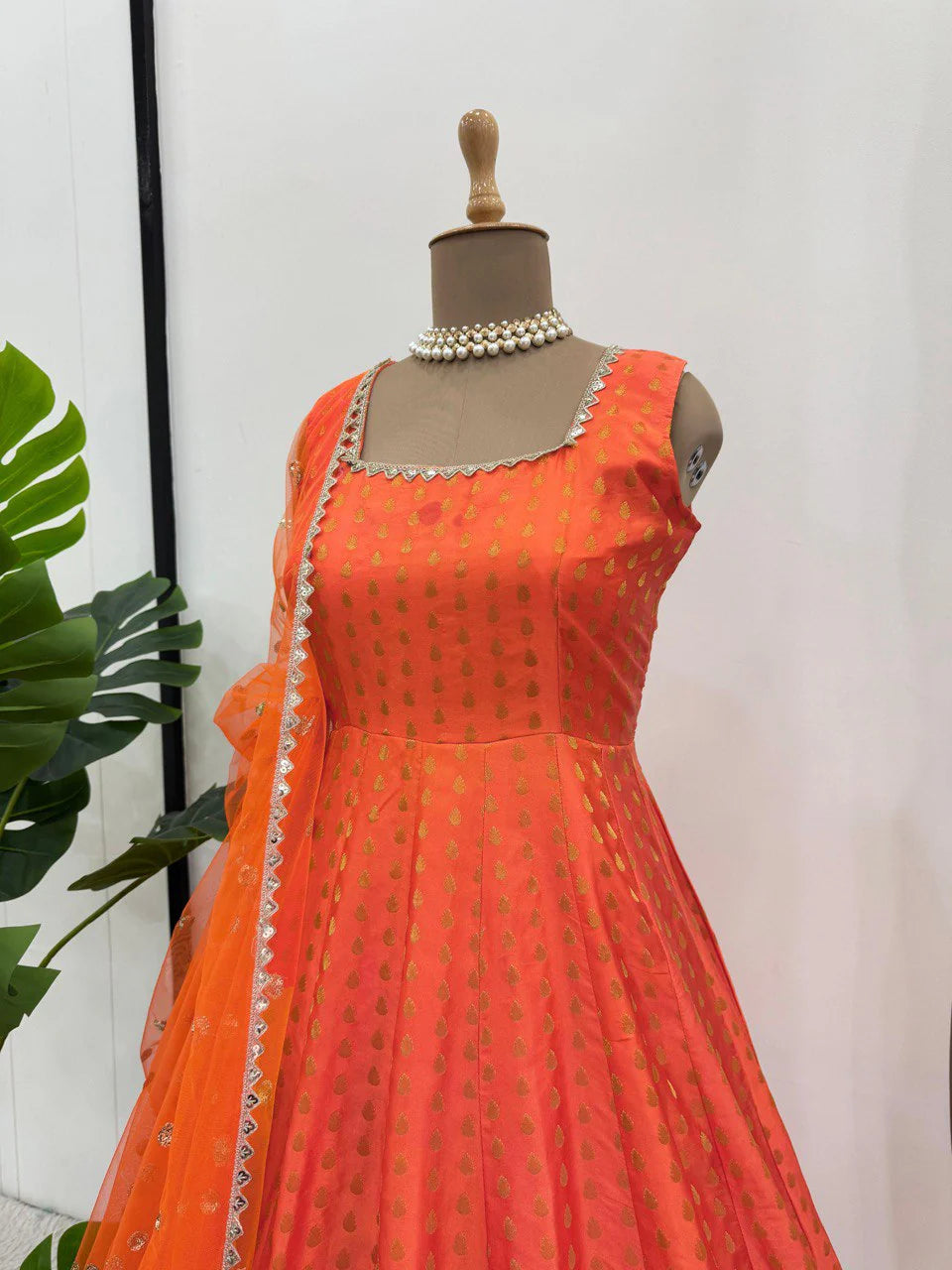 Suvesha Suvesha Designer Anarkali Suit Set - Orange