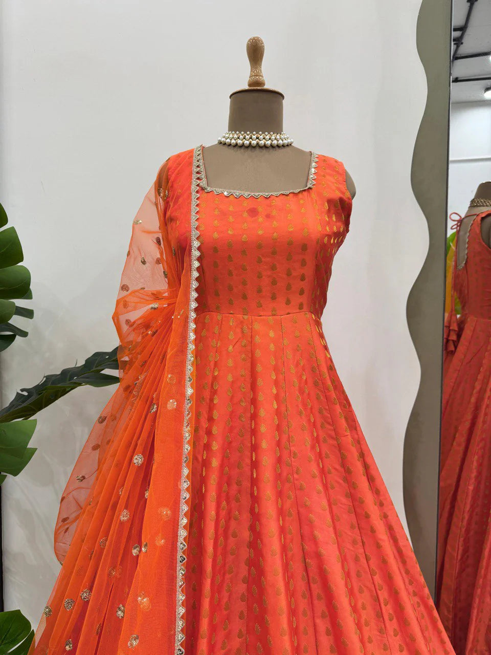 Suvesha Suvesha Designer Anarkali Suit Set - Orange