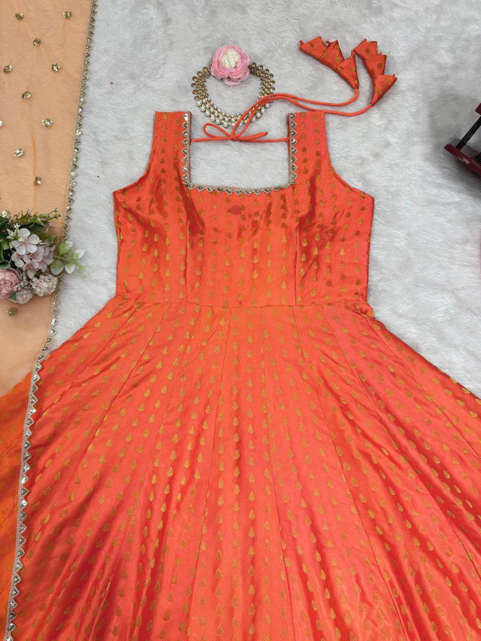 Suvesha Suvesha Designer Anarkali Suit Set - Orange