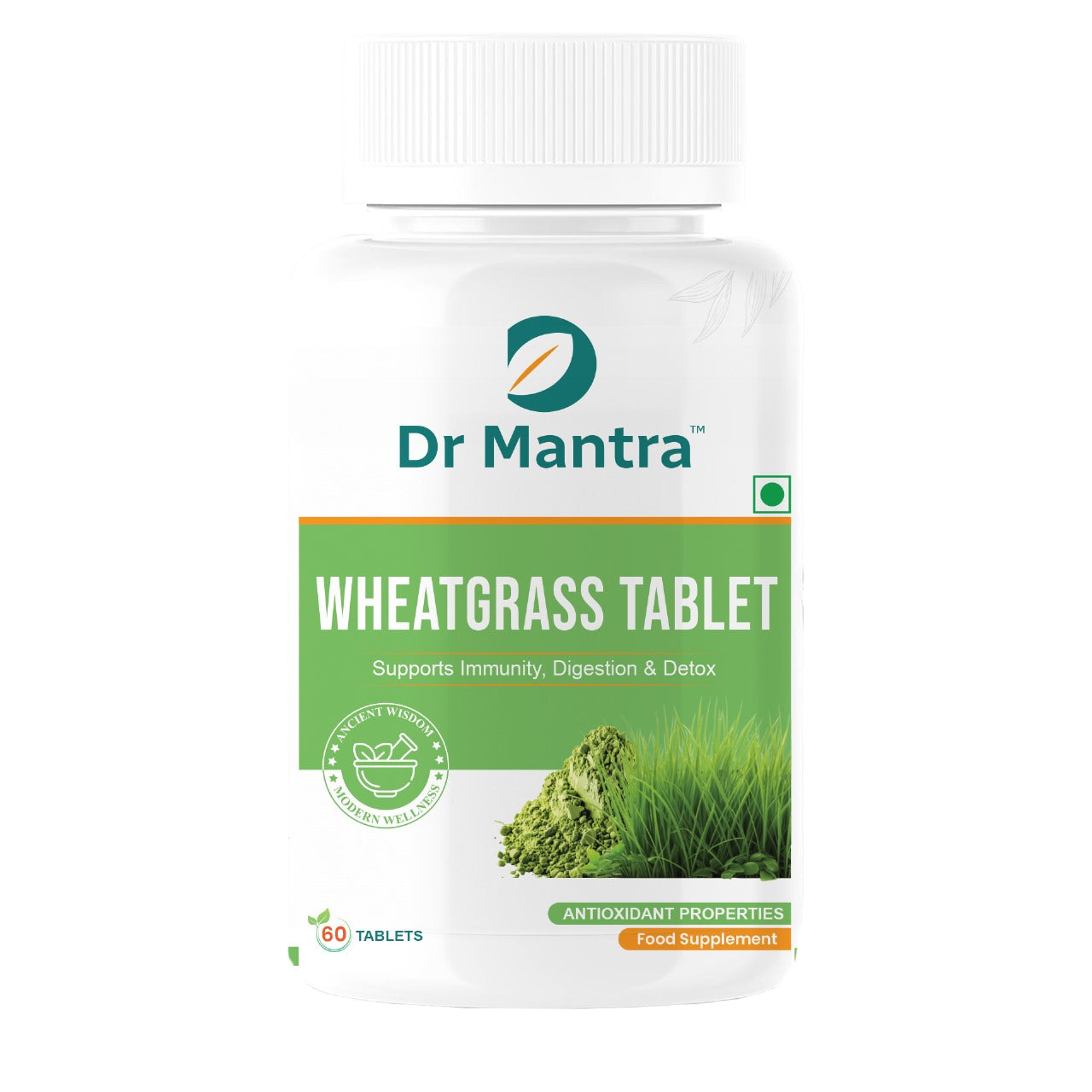 Dr Mantra Wheatgrass Tablets Superfood for Daily Detox| 60 Tablets
