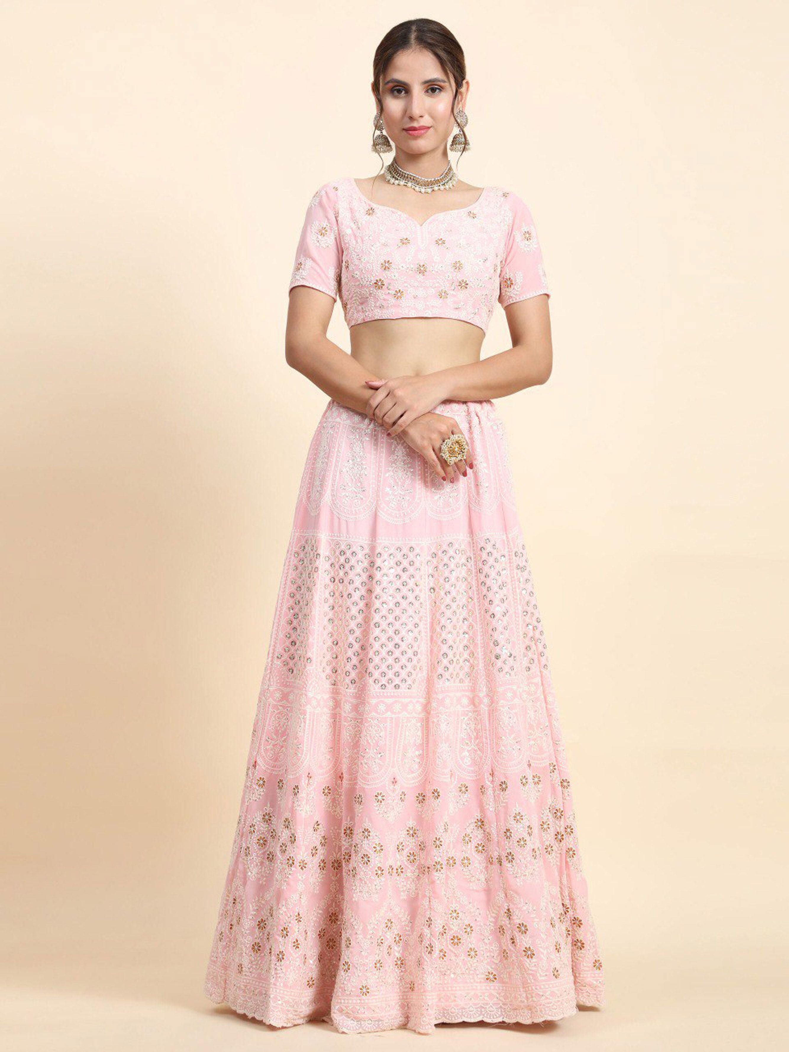 Aastha fashion off pink Lehenga Choli with faux georgette blouse fabric