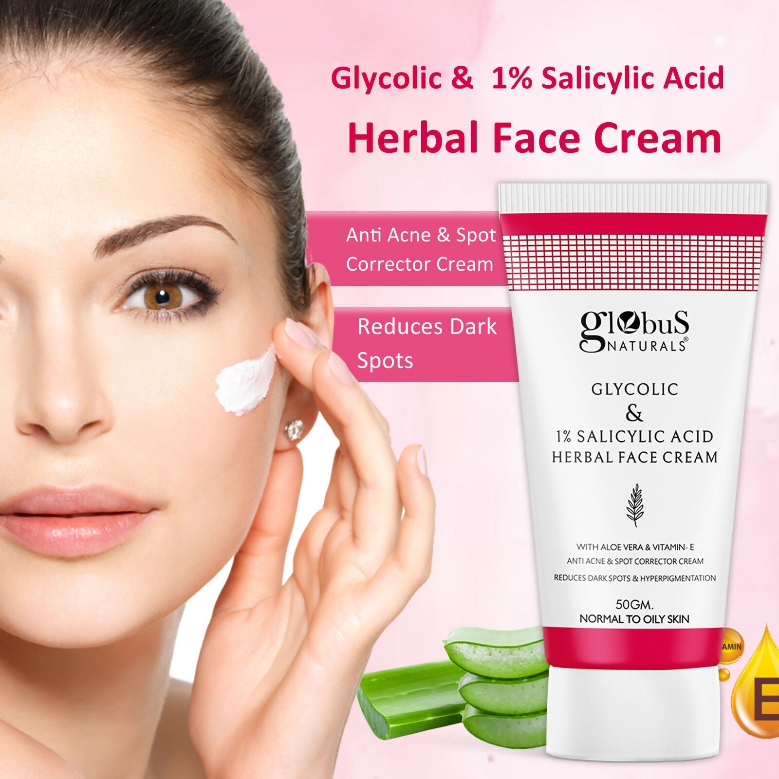 Globus Naturals Glycolic & 1% Salicylic Acid Herbal Anti Acne Face Cream