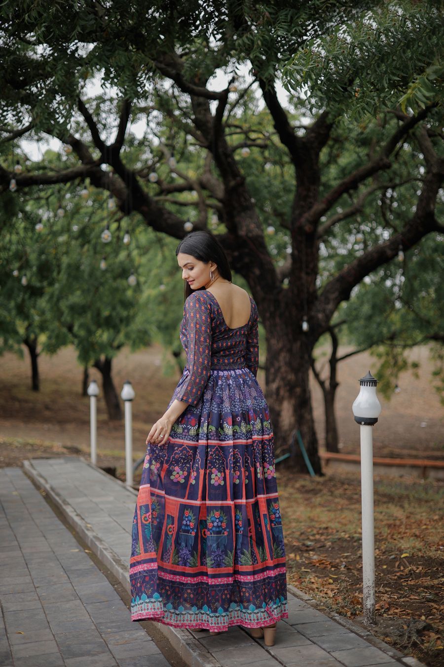 Aastha Multi Pure Chanderi with Gown fabric Heavy Digital Print