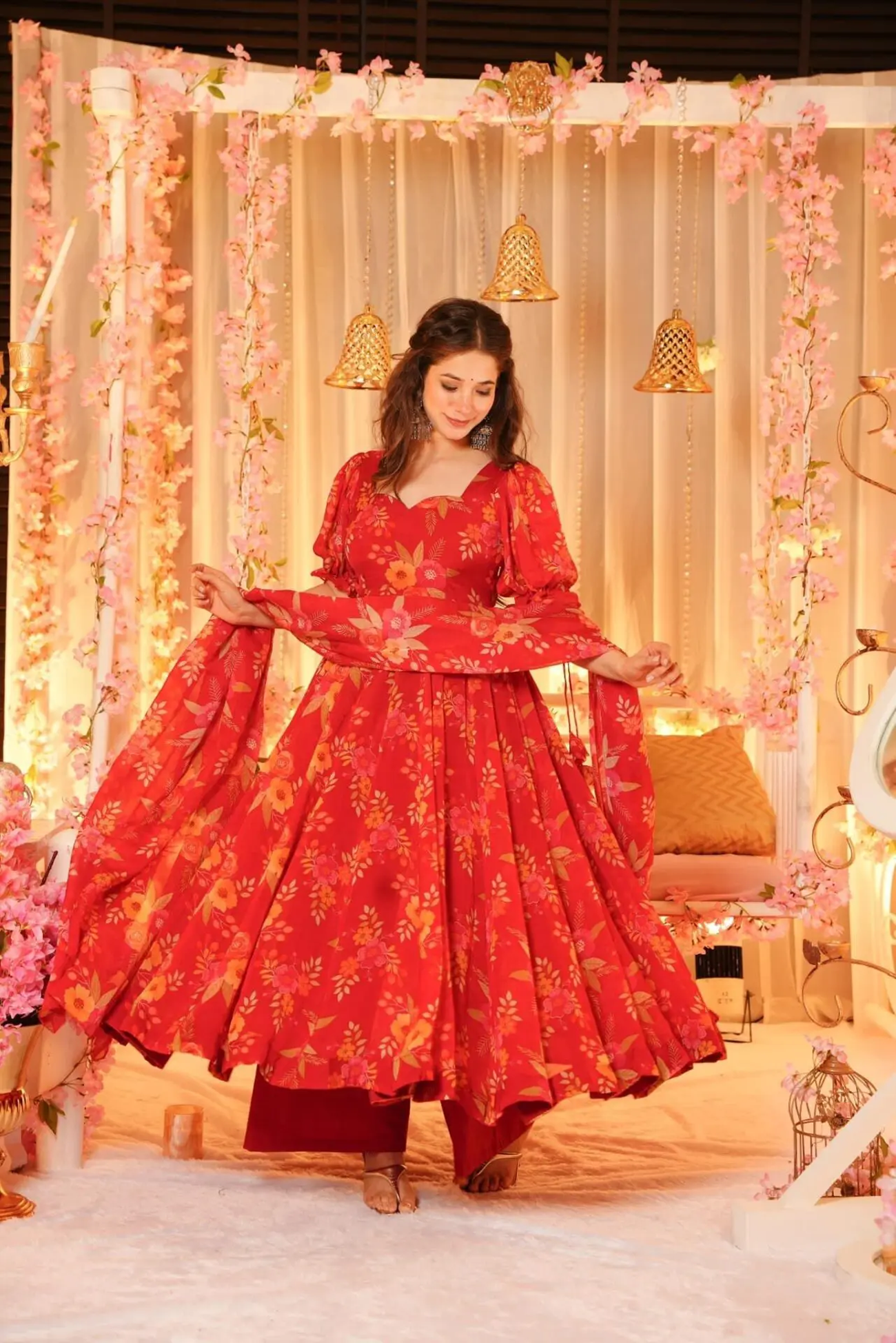 Aastha fashion Multi Dupatta with Tebby Slik kurti fabric