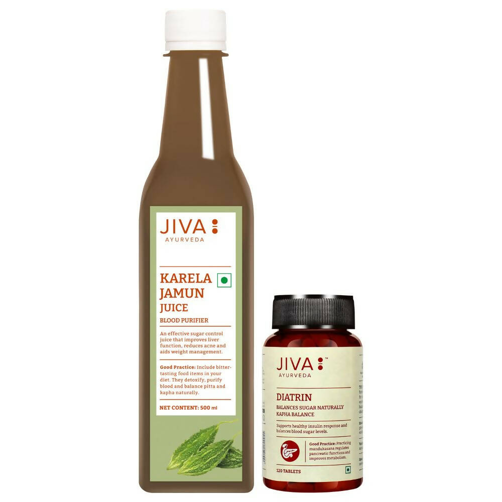 Jiva Ayurveda Karela Jamun Juice & Diatrin Tablets Combo