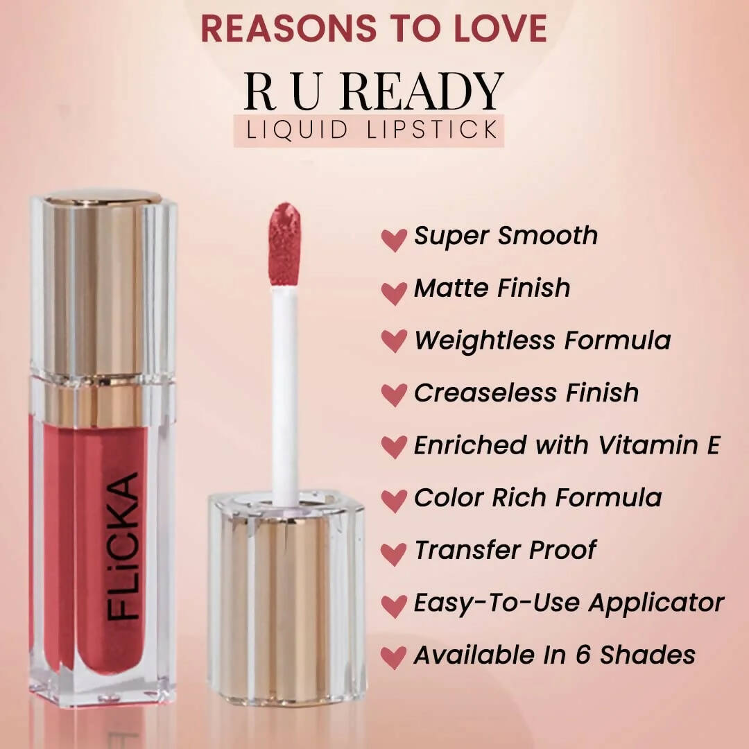 FLiCKA R U Ready Matte Finish liquid Lipstick Shade 04 Spiced Tea