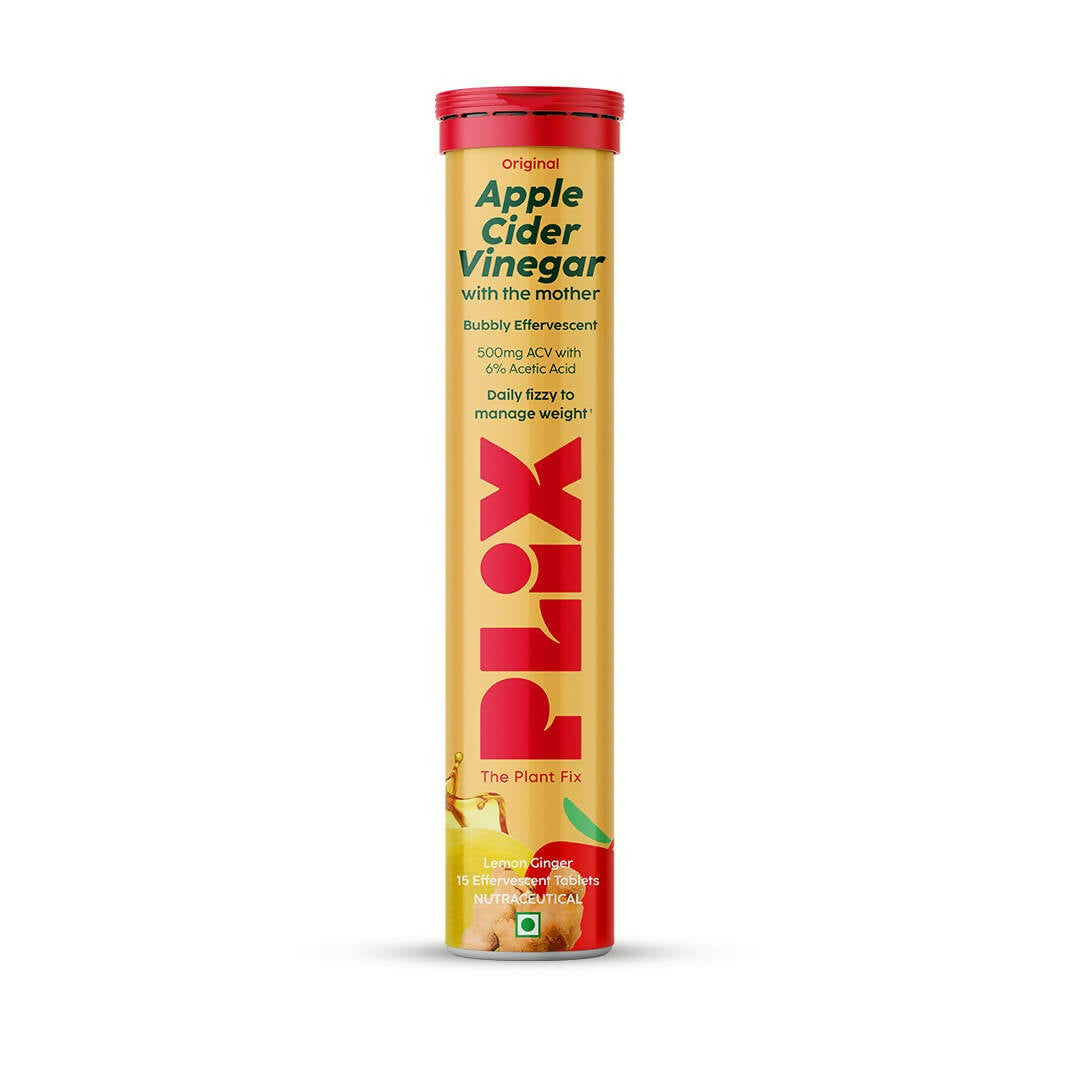 PLIX The Plant Fix Apple Cider Vinegar Effervescent Tablet with Mother - Lemon Ginger