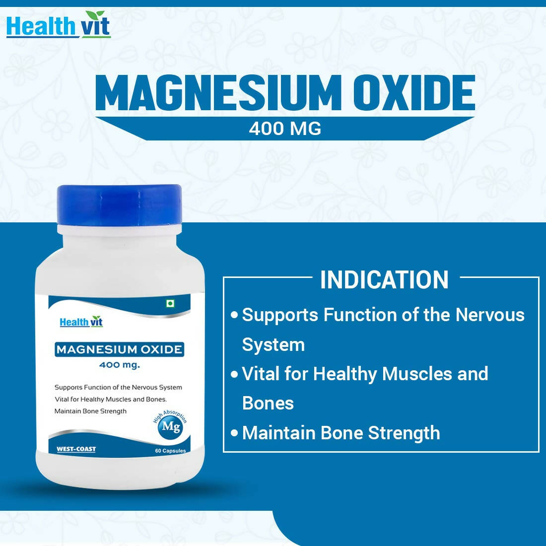 Healthvit Magnesium Oxide 370mg Capsules