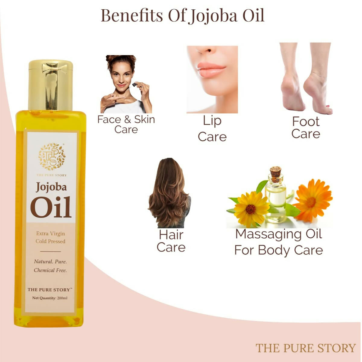 The Pure Story Natural Cold Pressed Jojoba Oil for Hair & All Body parts