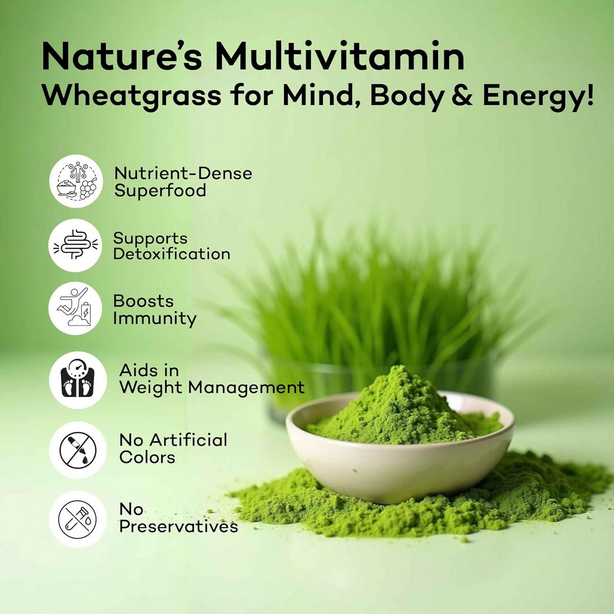 Ishva Wheatgrass Powder Pure & Natural Superfood Detoxifies, Supports Digestion & Promotes Vitality