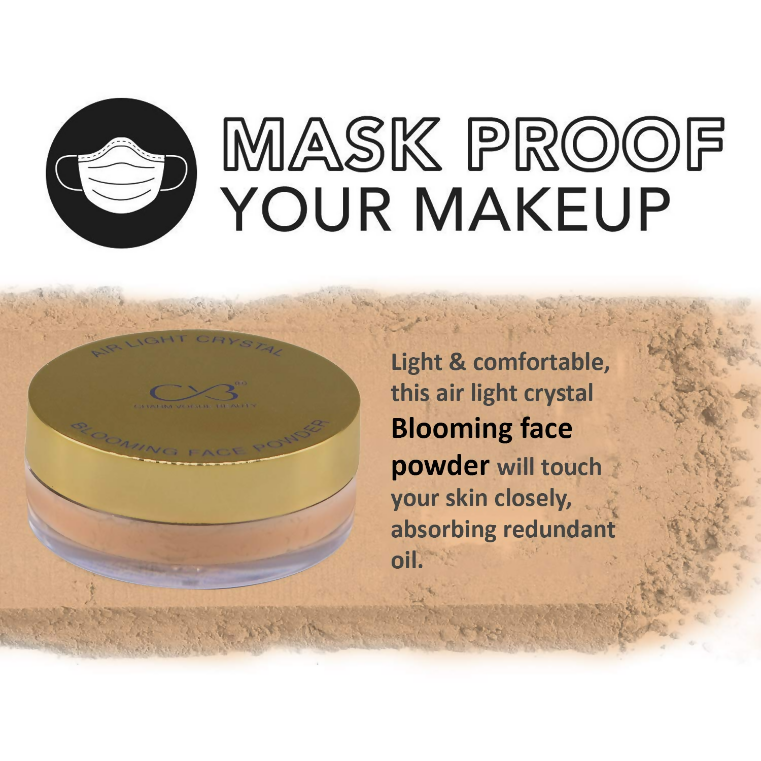 CVB C54 Blooming Loose Face Powder Air Light Crystal Oil Control Powder Shade 1