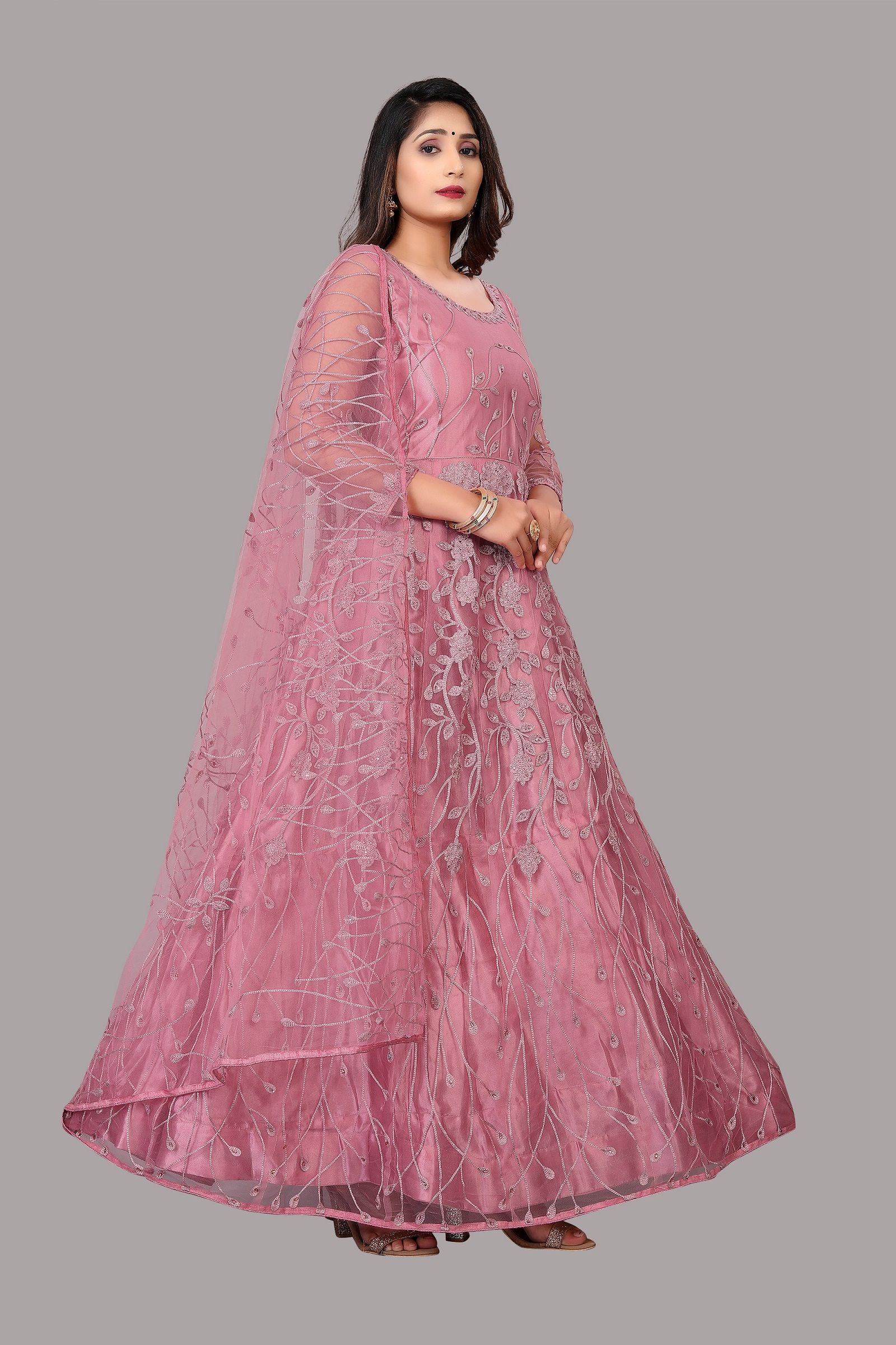 Aastha Dusty Dupatta with Net top fabric Crepe Bottom fabric