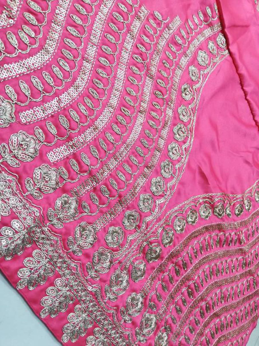 Aastha fashion Pink Malai Satin Silk lehanga blouse Embroidered work - Prithvi Mart
