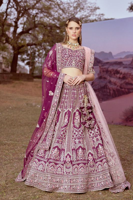 Aastha fashion Purple Slik lehanga blouse Sequinned Work