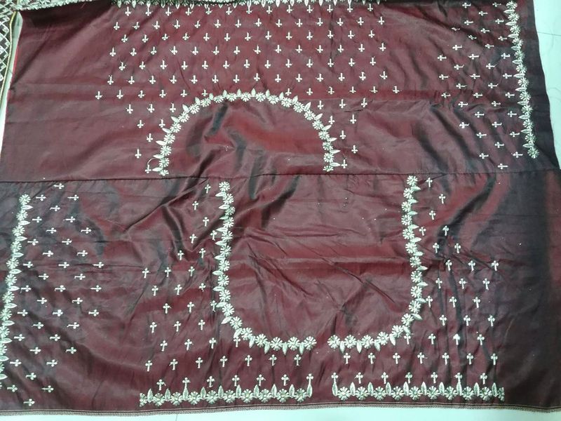 Aastha fashion off maroon Lehenga Choli with two tone tafeta satin silk fabric blouse fabric