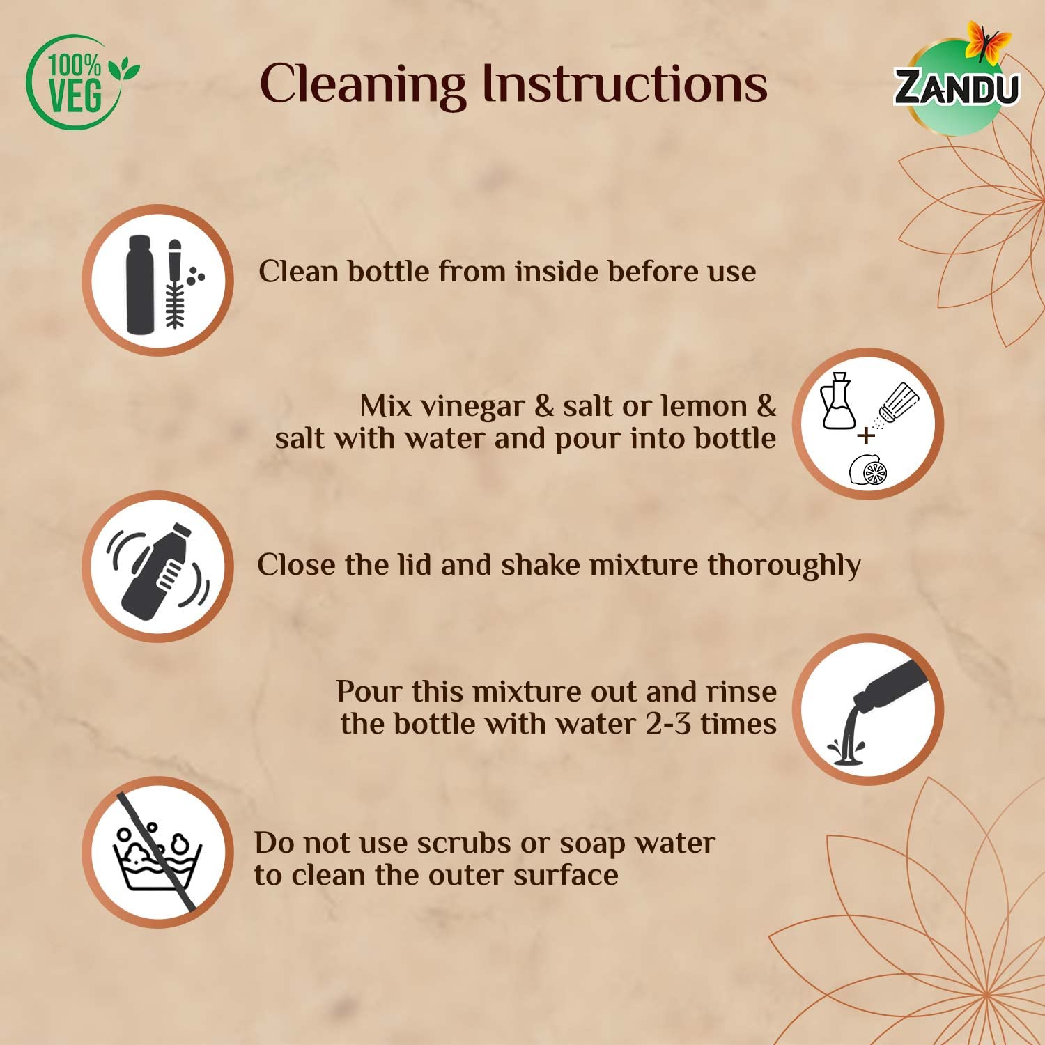 Zandu Copper Water Bottle -950 ml