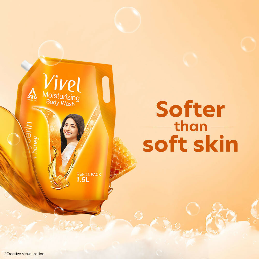Vivel Moisturizing Body Wash Glycerin & Honey Shower Gel Supersaver XL Refill Pouch