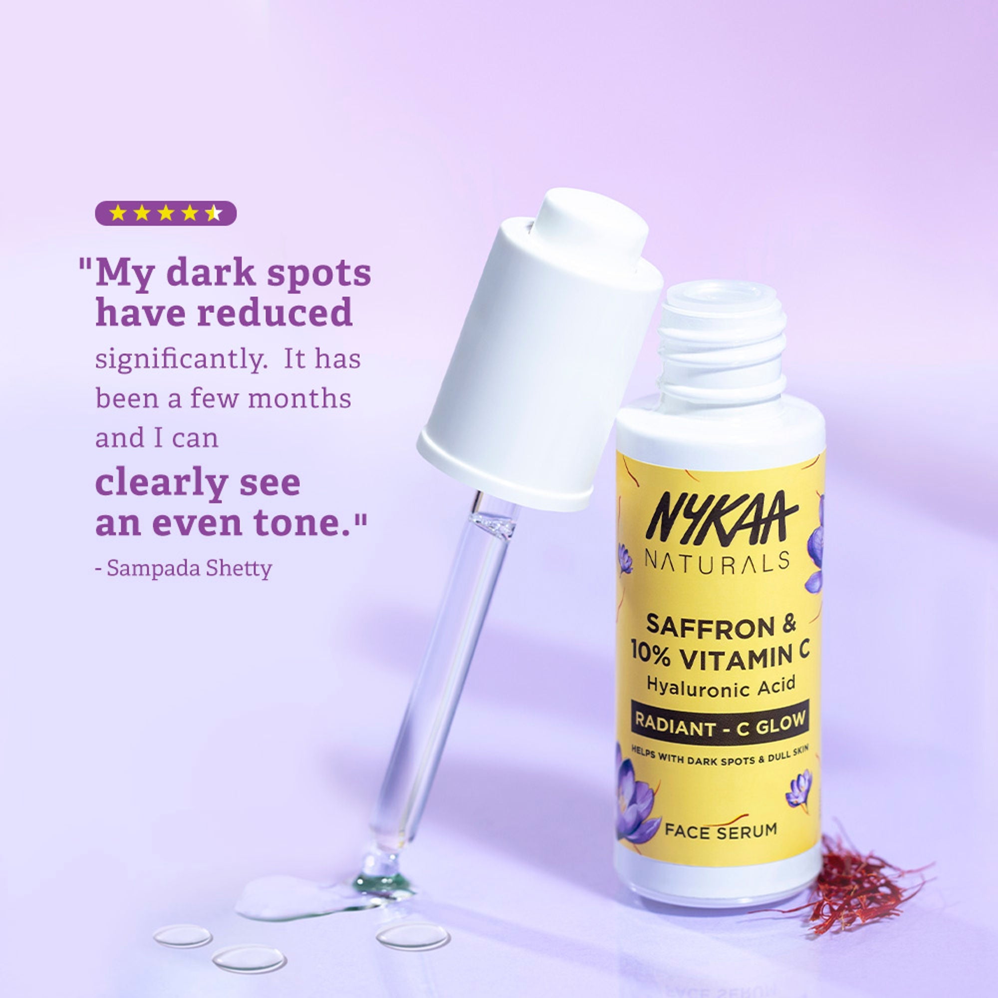 Nykaa Naturals 10% Vitamin C Radiant-C Glow Serum to Fade Dark Spots & Brighten Dull, Tired Skin