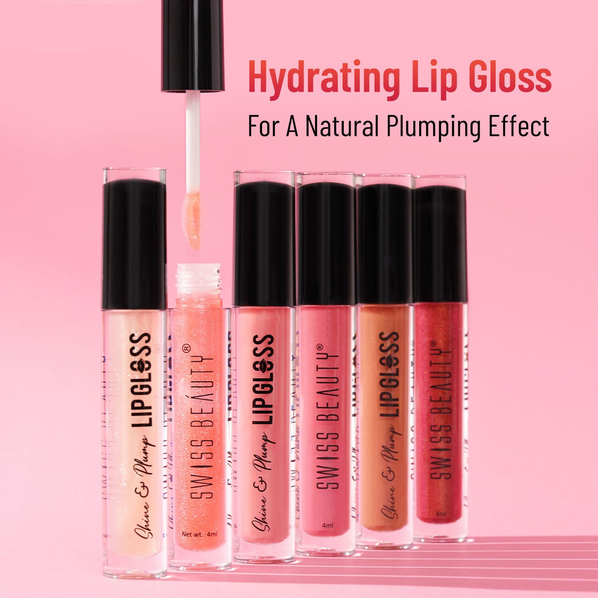 Swiss Beauty Shine & Plump Lipgloss - 4 Pretty Pink