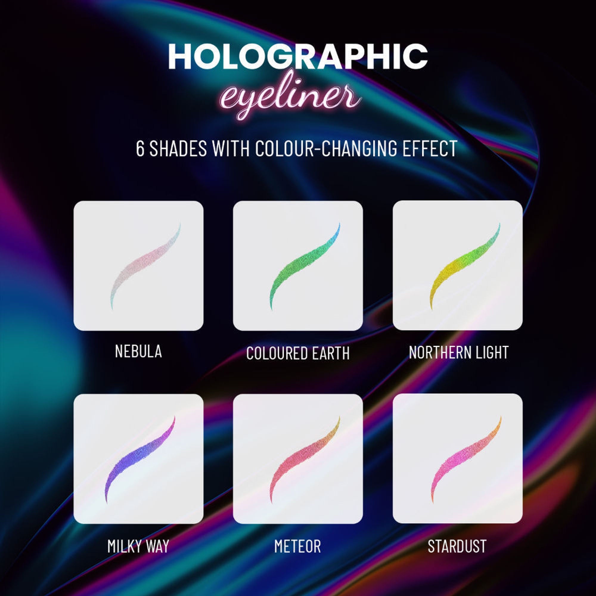 Swiss Beauty Holographic Eyeliner , Multi Chrome Effect , Water -Proof ,Smudge Proof - 5 Meteor